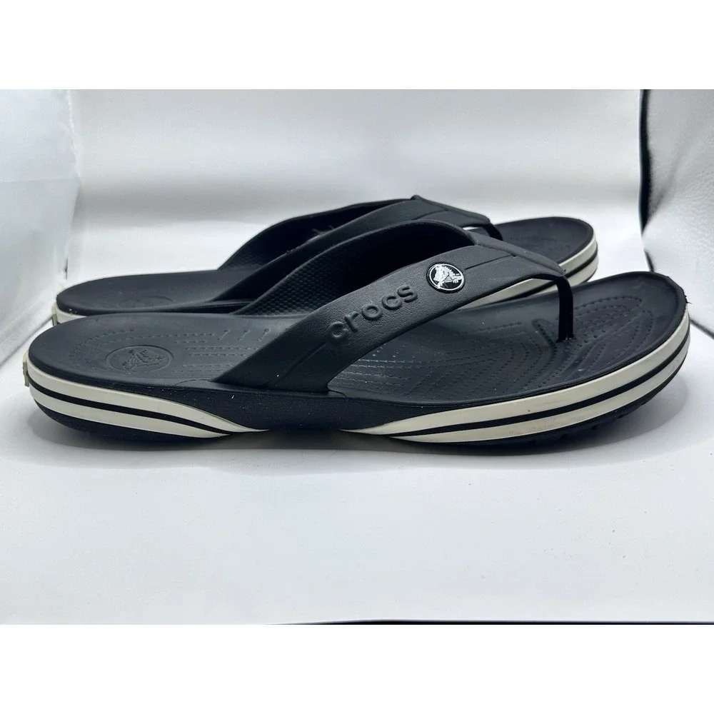 Crocs Flip Flip Mens 11‎ Slide On Blue White Summer Beach Boating Outdoor